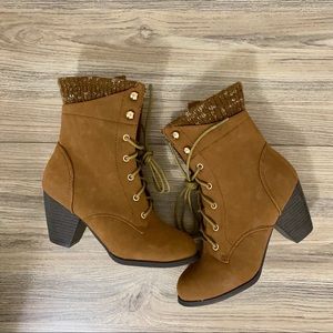 NEW TOP Moda 2.5inch Lace Up Ankle Boot Tan 5 👢